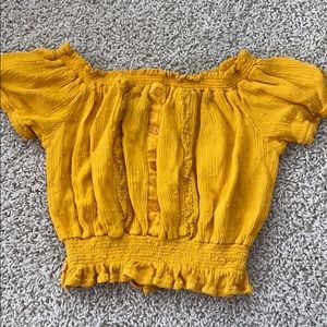 Yellow scrunch crop top